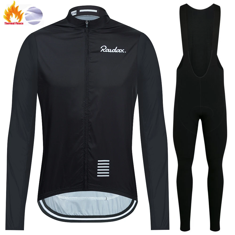 Cycling Gear Winter - Raudax 남성용 방풍 플리스 긴팔 세트