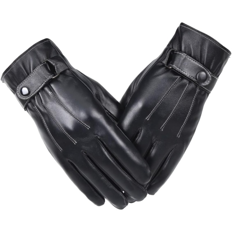 남자 장갑 PU 가죽 플러시 안감 열 전체 손 터치 스 - Cycling Hand Gear 리뷰 및 가격