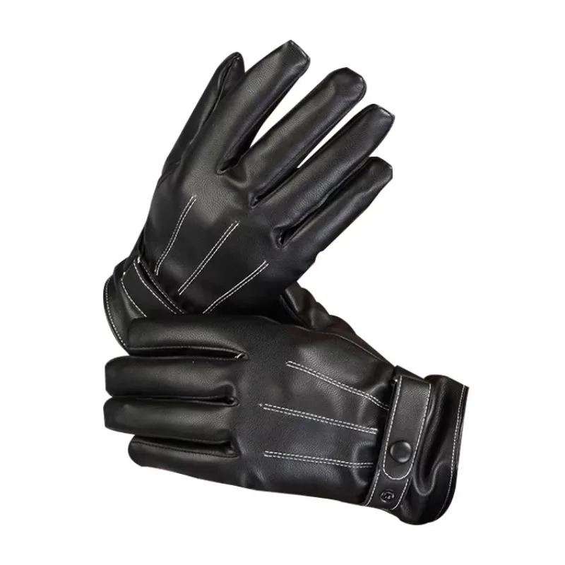 남자 장갑 PU 가죽 플러시 안감 열 전체 손 터치 스 - Cycling Hand Gear 리뷰 및 가격